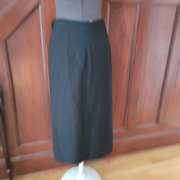 Vintage Chaus Black Wool Button-Accent Long Skirt For Women Size 10 - Picture 3 of 6
